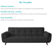 Francois 3 Seater Convertible Sofa Cum Bed for Living Room (Black Fabric) Premium Fabric Sofa
