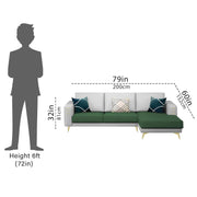 Falco RHS 4 Seater L Shape Sofa Set for Living Room (Green Grey Fabric) Premium Fabric Sofa