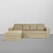 Elvi LHS 6 Seater L Shape Sofa Set for Living Room (Cream Fabric) Premium Fabric Sofa