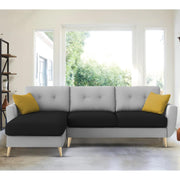 Lizel LHS 4 Seater L Shape Sofa Set for Living Room (Black Grey Fabric) Premium Velvet Fabric Sofa