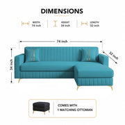 Casaliving Oliveira 4 Seater L Shape Convertible Sofa Set for Living Room, 3 Seater & Ottoman Modular Sectional Couch for Small Space (Yellow) Fabric
