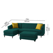 Neyami LHS 4 Seater with Ottoman L Shape Sofa Set for Living Room (Pine) Premium Fabric Sofa Set