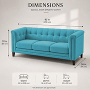 Casaliving Fento 3 Seater Sofa Set for Living Room, 3 Seater (Black) Colour Premium Velvet Fabric Sofa