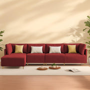 Salina LHS 6 Seater L Shape Sofa Set for Living Room (Black) Premium Fabric Sofa