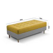Ashton RHS 4 Seater L Shape Sofa Set with Center Table for Living Room (Yellow Grey Fabric) Premium Fabric Sofa