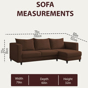 Mikasa 4 Seater RHS L Shape Sofa Set for Living Room (Brown Fabric) Premium Fabric Sofa Set for Living Room