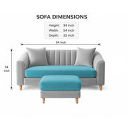 Casaliving Doraldo 2 Seater with Ottoman Sofa Set for Living Room (Black Colour) Premium Fabric Sofa Set
