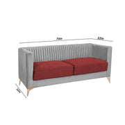 Ember 3 Seater Sofa Set for Living Room (Maroon Grey Colour) Premium Fabric Sofa