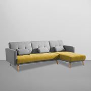 Gamora RHS 4 Seater L Shape Sofa Set for Living Room (Yellow Grey) Premium Fabric Sofa