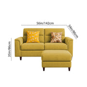 Casaliving Nancy 2 Seater with Ottoman Sofa Set for Living Room (Black Colour) Premium Fabric Sofa Set