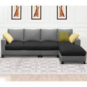 Rihan 6 Seater L Shape Sofa Set Living Room (Black Grey Fabric) Right Side Sofa
