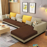 Casaliving Margreta RHS 6 Seater L Shape Sofa Set for Living Room (Black Grey Fabric) Premium Fabric Sofa