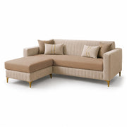 Casaliving Daxos 4 Seater L Shape Sofa Set with Movable Ottoman | Flexible Left or Right Layout | Cozy Velvet Fabric | Soft Touch Seating | Modern Designer Sofa for Living Room (Black)