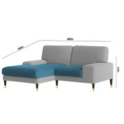 Latieo LHS 2 Seater Lounger L Shape Sofa Set for Living Room (Turquise Grey) Premium Fabric Sofa