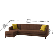 Neyami LHS 6 Seater L Shape Sofa Set for Living Room (Brown) Premium Fabric Sofa Set