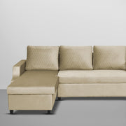 Asper LHS 4 Seater L Shape Sofa Set for Living Room (Cream Fabric) Premium Fabric Sofa