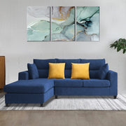 Hazer 4 Seater L Shape Sofa Set for Living Room (Blue Fabric) Left Side