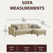 Oslo 4 Seater RHS L Shape Sofa Set for Living Room (Cream Fabric) Premium Fabric Sofa Set for Living Room