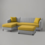 Neyami LHS 4 Seater with Ottoman L Shape Sofa Set for Living Room (Yellow Grey) Premium Fabric Sofa Set