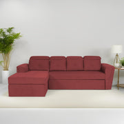 Elvi LHS 6 Seater L Shape Sofa Set for Living Room (Maroon Fabric) Premium Fabric Sofa