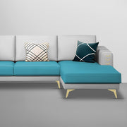 Falco RHS 4 Seater L Shape Sofa Set for Living Room (Turquise Grey Fabric) Premium Fabric Sofa