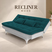 Casaliving Danny Sofa Cum Bed for Living Room Premium Fabric Sofa New 3 Seater Sofa Cum Bed Velvet Fabric with 2 Cushions and Suitable for All Indoor (Black Grey)