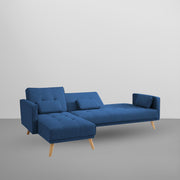 Convertible Futon RHS 4 Seater Sofa Cum Bed with Adjustable Backrest Sofa for Living Room (Blue Grey Colour) Premium Fabric Sofa