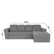 Elvi RHS 6 Seater L Shape Sofa Set for Living Room (Dark Grey Fabric) Premium Fabric Sofa
