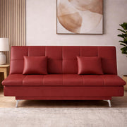 Danny 3 Seater Sofa Cum Bed Leatherette Fabric (Black) with Two Cushions Perfect for |Home Living |Office Room and Guest Room Premium Sofa