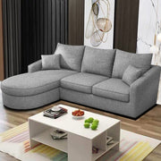 Shrank Round Lounger L Shape 4 Seater Sofa Set for Living Room (Grey) Fabric Sofa | LHS