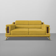 Falconar 3 Seater Sofa Set for Living Room (Yellow Fabric) Premium Fabric Sofa