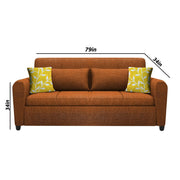 Garnet 3 Seater Sofa Set for Living Room (Orange) Premium Fabric