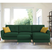 Lizel RHS 4 Seater L Shape Sofa Set with Center Table for Living Room (Green Fabric) Premium Velvet Fabric Sofa