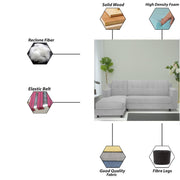 Fracher LHS 4 Seater L Shape Sofa Set for Living Room (Grey Fabric) Premium Fabric Sofa
