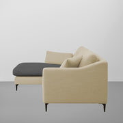 Cortina LHS 4 Seater L Shape Sofa Set for Living Room (Cream Black Fabric) Premium Fabric Sofa
