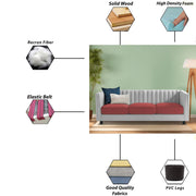 Martine 3 Seater Sofa Set for Living Room (Maroon Grey Fabric) | Premium Fabric Sofa