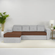 Elvi LHS 6 Seater L Shape Sofa Set for Living Room (Brown Grey Fabric) Premium Fabric Sofa
