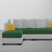 Inclair LHS 6 Seater L Shape Sofa Set for Living Room (Green Grey Fabric) Premium Fabric Sofa