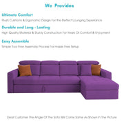 Gagnon LHS 6 Seater L Shape Corner Sofa Cum Bed for Living Room (Yellow Fabric) Premium Fabric Sofa