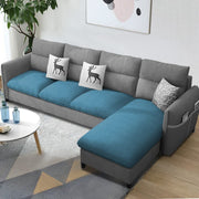 Andon 6 Seater L Shape Sofa Set for Living Room (Black Grey Fabric) Left Side Sofa