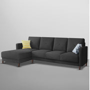 Swaloni LHS 6 Seater L Shape Sofa Set for Living Room (Black) Premium Fabric Sofa
