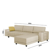 Linus RHS 4 Seater L Shape Sofa Set for Living Room (Cream Fabric) Premium Fabric Sofa