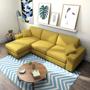 Martin 4 Seater LHS L Shape Sofa Set for Living Room (Yellow Colour Fabric)