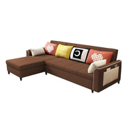 Denis 5 Seater L Shape Sofa Set for Living Room (Brown Fabric) Premium Fabric Sofa