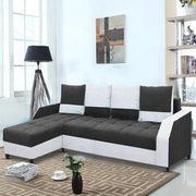 Severny 6 Seater L Shape Sofa Set for Living Room (Black Grey Fabric) Left Side
