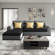 Delton LHS 4 Seater L Shape Sofa Set for Living Room (Black Grey) Premium Fabric