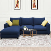 Rihan 4 Seater L Shape Sofa Set Living Room (Blue Fabric) Left Side Sofa