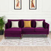 Croosen LHS 4 Seater L Shape Sofa Set for Living Room (Purple Colour) Premium Velvet Fabric