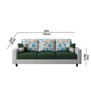 Rolando 3 Seater Sofa Set for Living Room (Green Grey Colour) Premium Fabric Sofa Set
