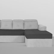 Elvi RHS 6 Seater L Shape Sofa Set for Living Room (Black Grey Fabric) Premium Fabric Sofa